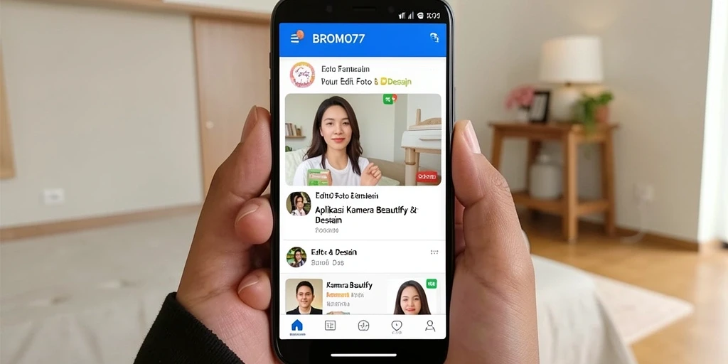 Antarmuka BROMO77 menampilkan alat pengeditan foto yang intuitif dan modern.