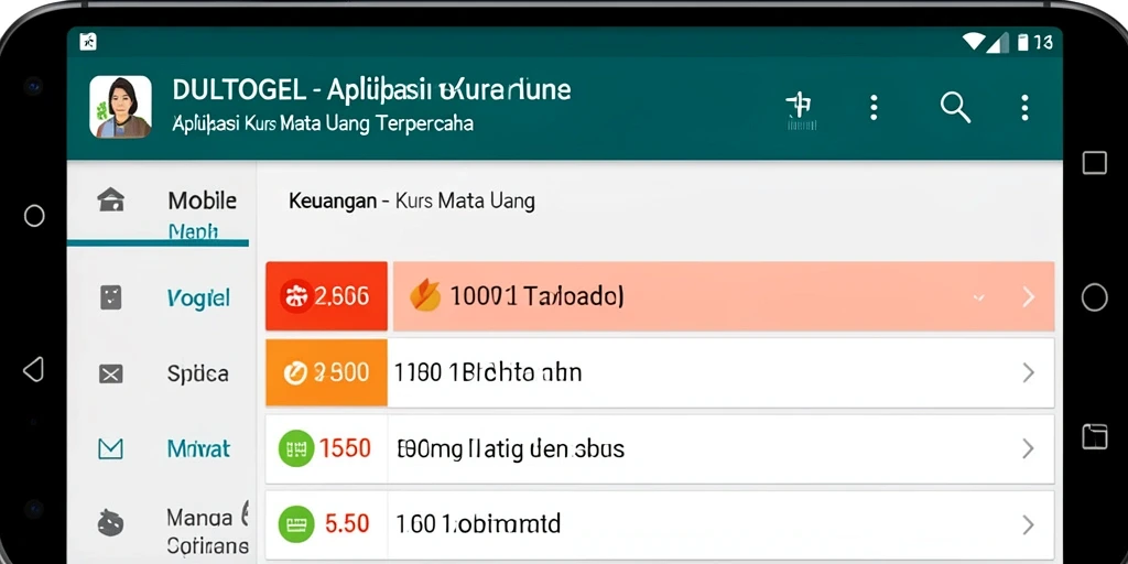 Antarmuka DULTOGEL yang menampilkan kurs mata uang terbaru.