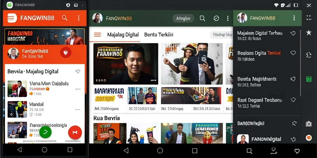 Tampilan antarmuka FANGWIN88 dengan artikel berita terkini.