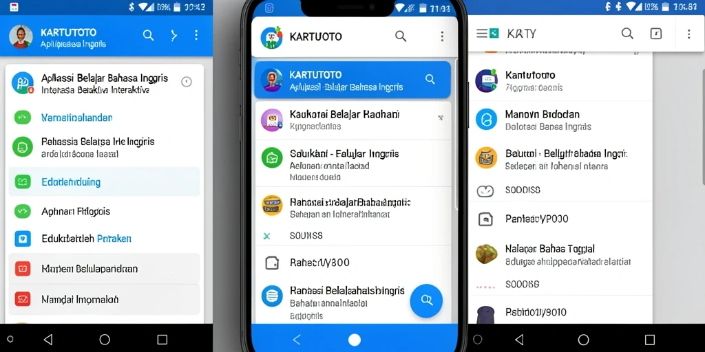 Antarmuka KARTUTOTO yang interaktif untuk belajar Bahasa Inggris.
