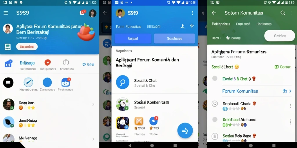 Antarmuka menarik aplikasi S9S9 untuk komunitas.
